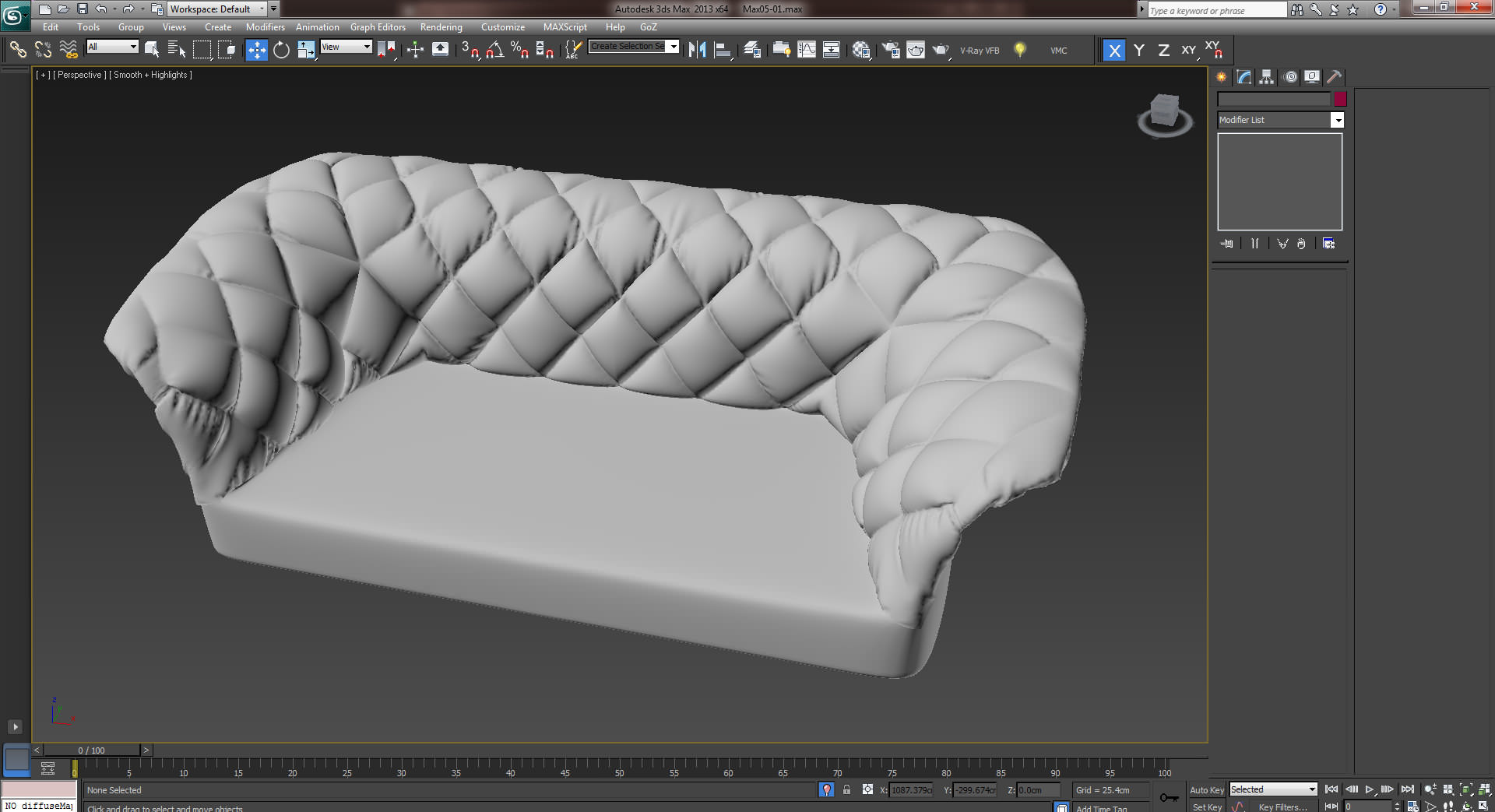 Полигональное моделирование в 3ds Max диван
