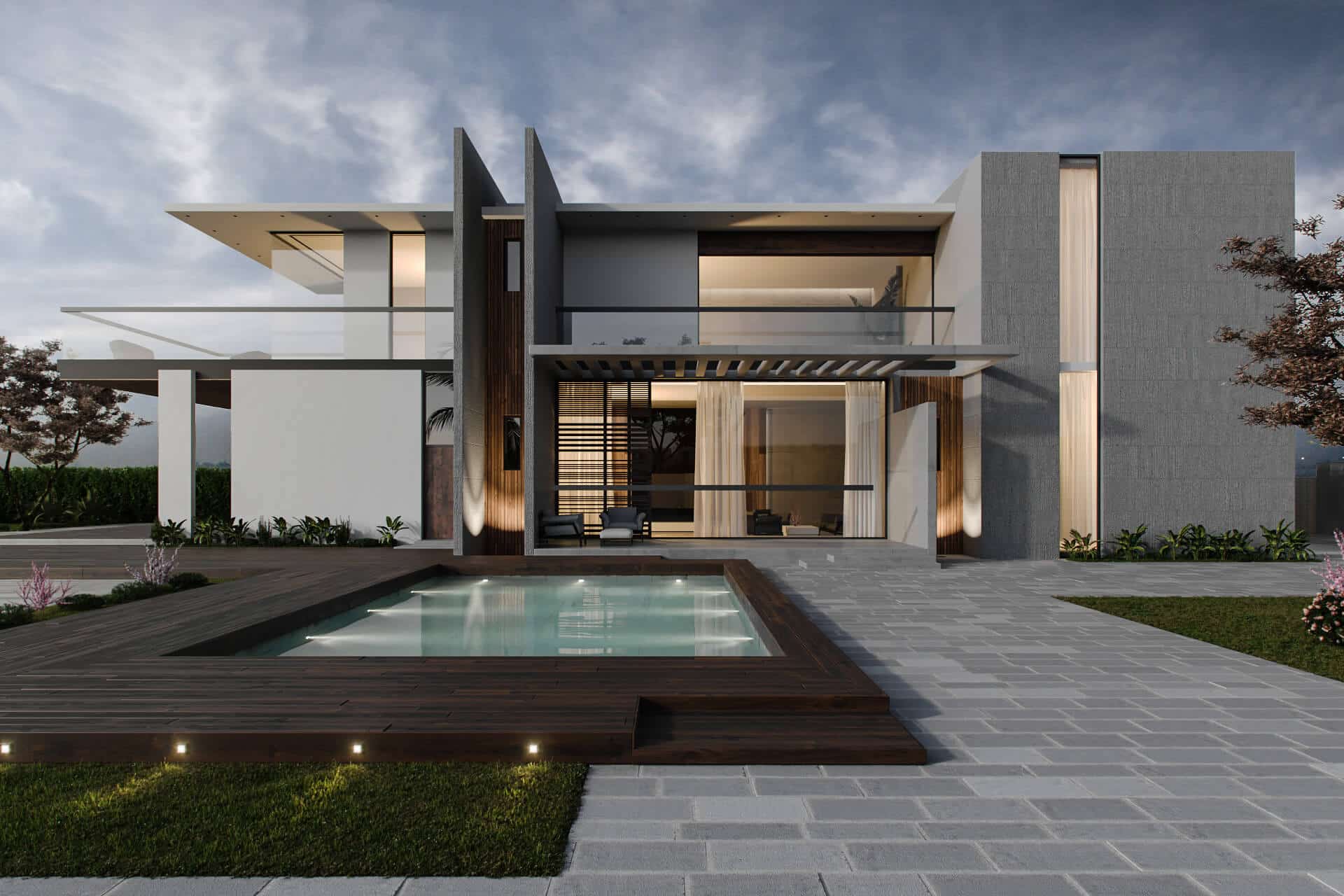 Modern Villa Exterior 3d Visualization Ronen Bekerman 3D 