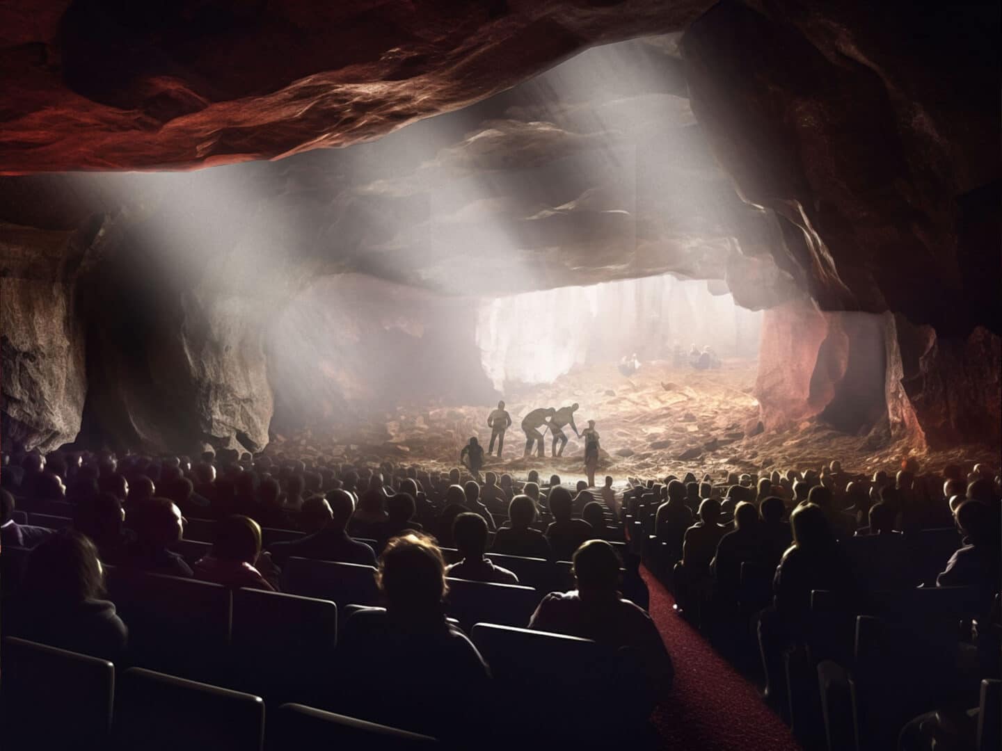 Allegory of the cave by Plato - Mixed matte painting + AI